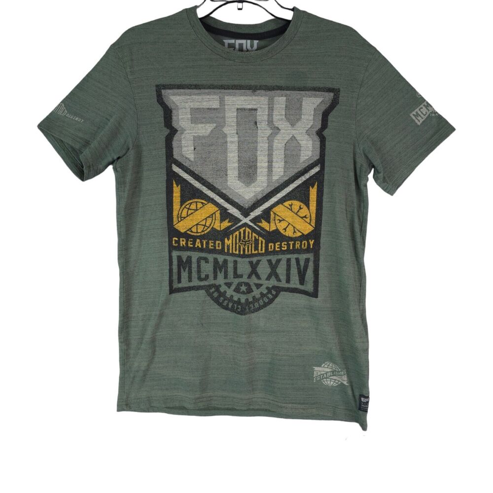 Fox Racing MCML XXIV Graphic T Shirt Green Burnout Short Sleeve Fox Head‎ Size M
